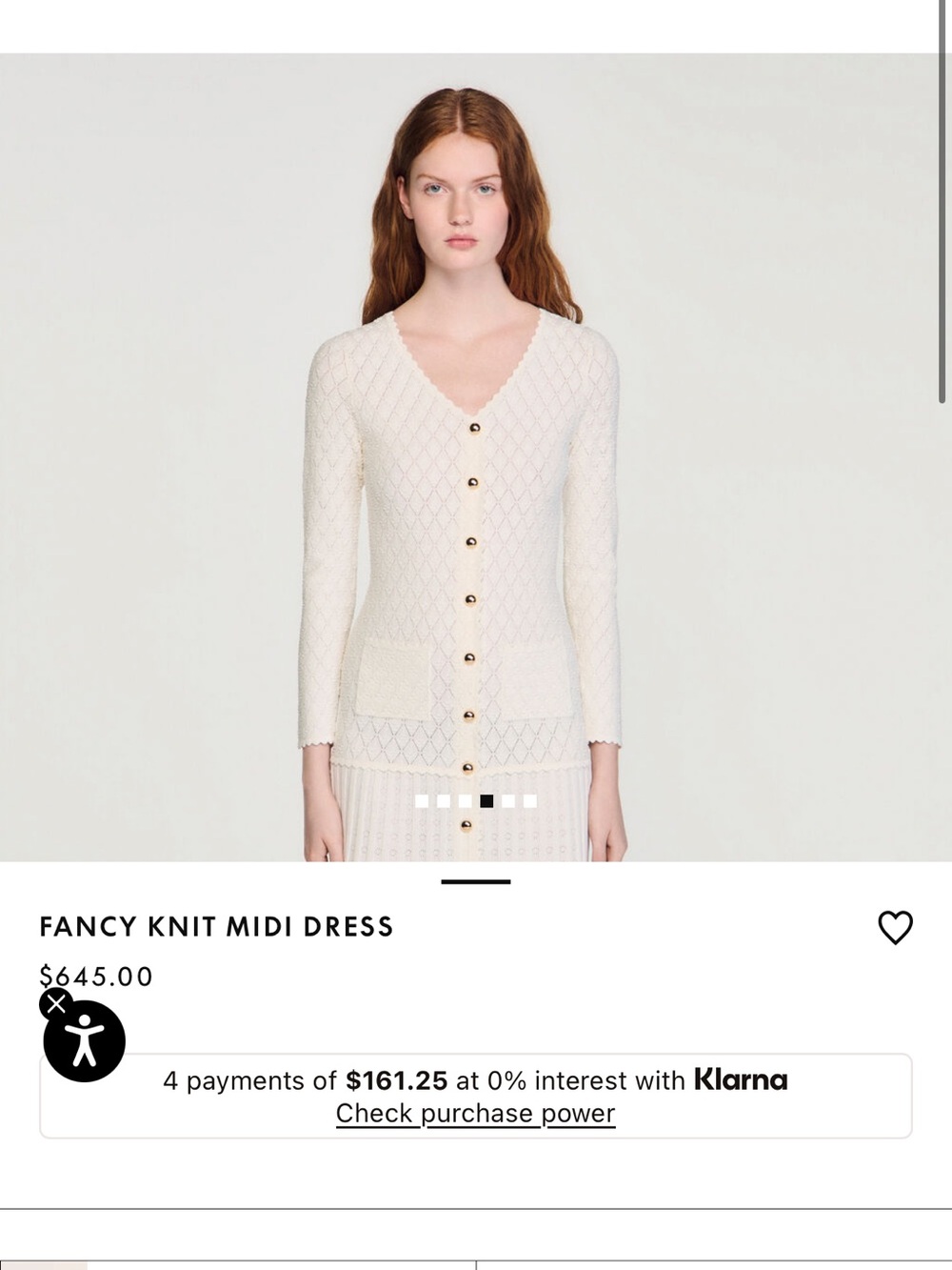 Fancy Knit Midi Dress — Cream V-Neck Button-Front